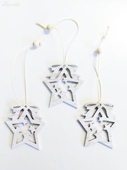 Holzanhänger Stern mit Schleife